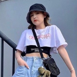 set áo gồm áo croptop in chữ và áo lót trong cực cool mẫu hot hit cực tươi xinh