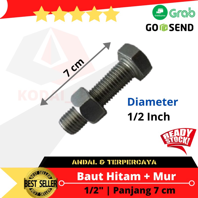 Đen Bu Lông Đường Kính 1 / 2 Dài 7cm Chuyên Dụng