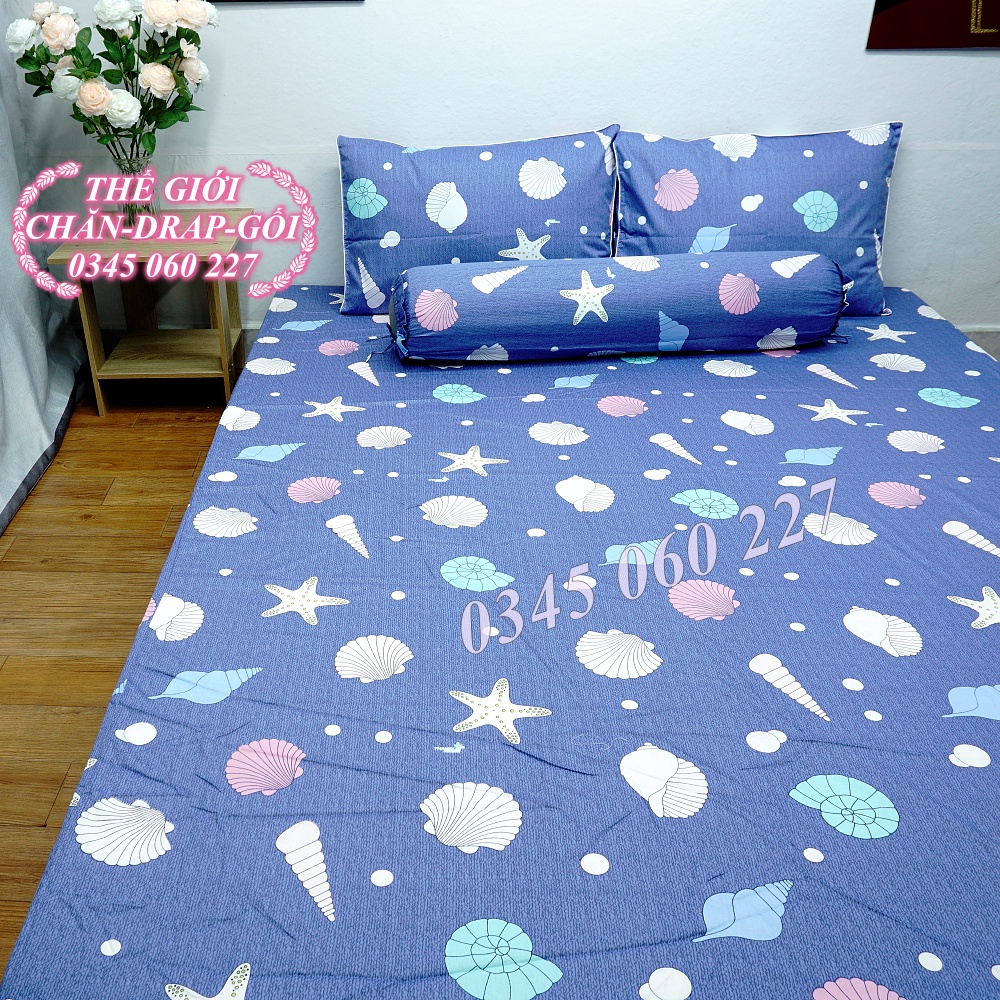 (RẺ VÔ ĐỊCH) Drap cotton Thắng Lợi, ga trãi giường (4 món) có in logo chính hãng SÒ BIỂN