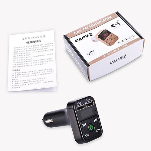 Tẩu sạc ô tô kiêm nghe nhạc MP3, kết nối điện thoại qua bluetooth, kết nối dàn âm thanh trên xe qua sóng FM 87.5MHz