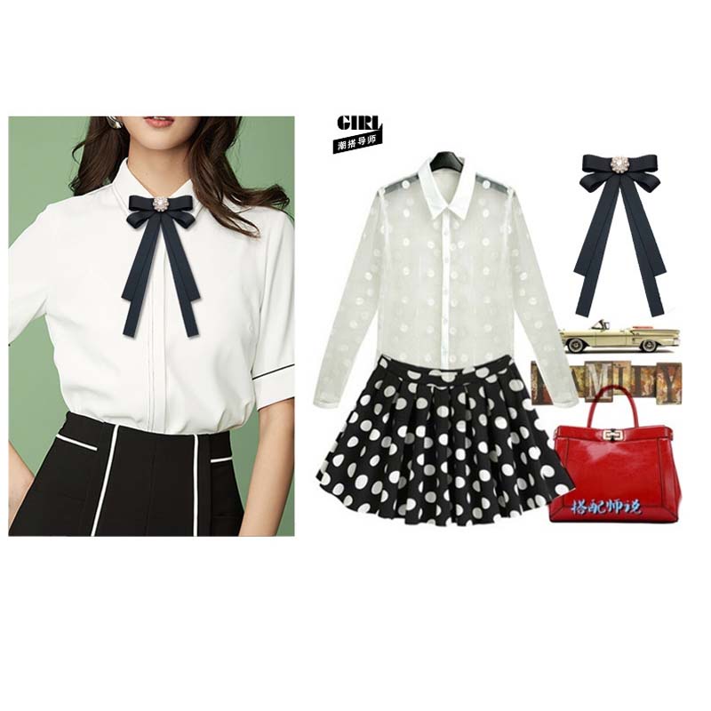 Ghim Cài Áo Hình Nơ Đính Đá Pha Lê Xinh Xắn