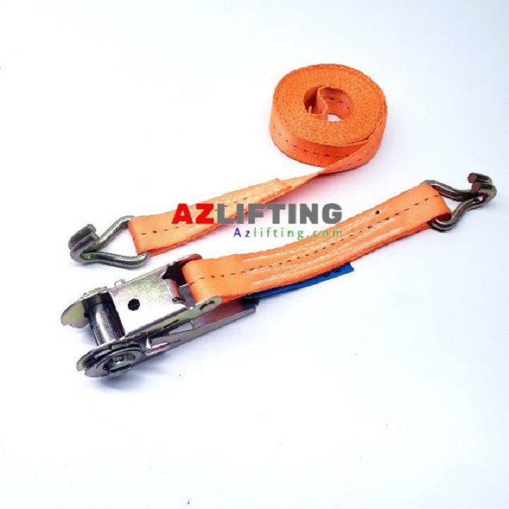 Dây cảo hàng tăng đơ bản 25mm móc J 1 tấn màu cam, dây chằng hàng xe máy chuyên dụng cho shipper vận chuyển hàng hóa