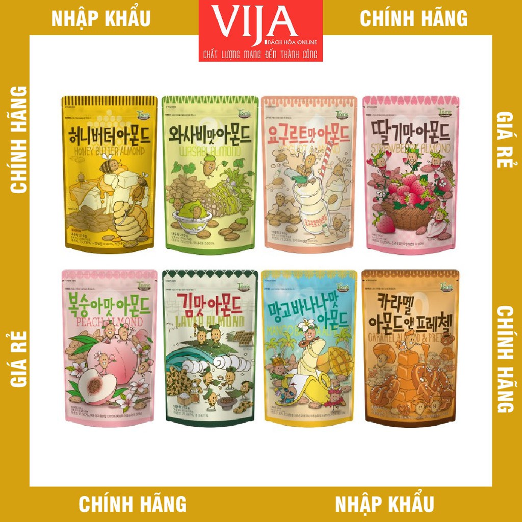 7 Vị Hạnh Nhân Tẩm Hương Vị Tom's Farm Hàn Quốc - Gói 210g