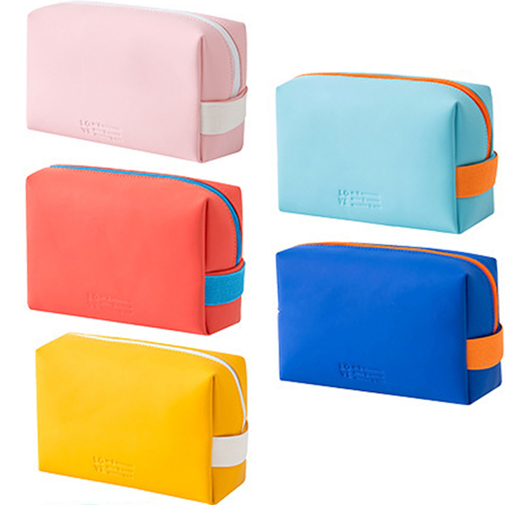 [Hàng mới về] Túi đựng mỹ phẩm trang điểm vải PU chống thấm nước kích thước nhỏ gọn dễ thương nhiều màu mang đi du lịch