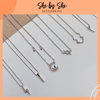 Dây chuyền bạc 925 nữ sợi nhỏ gắn đá dễ thương cute phong cách Hàn Quốc (Ảnh thật) SHEBYSHE - DC14