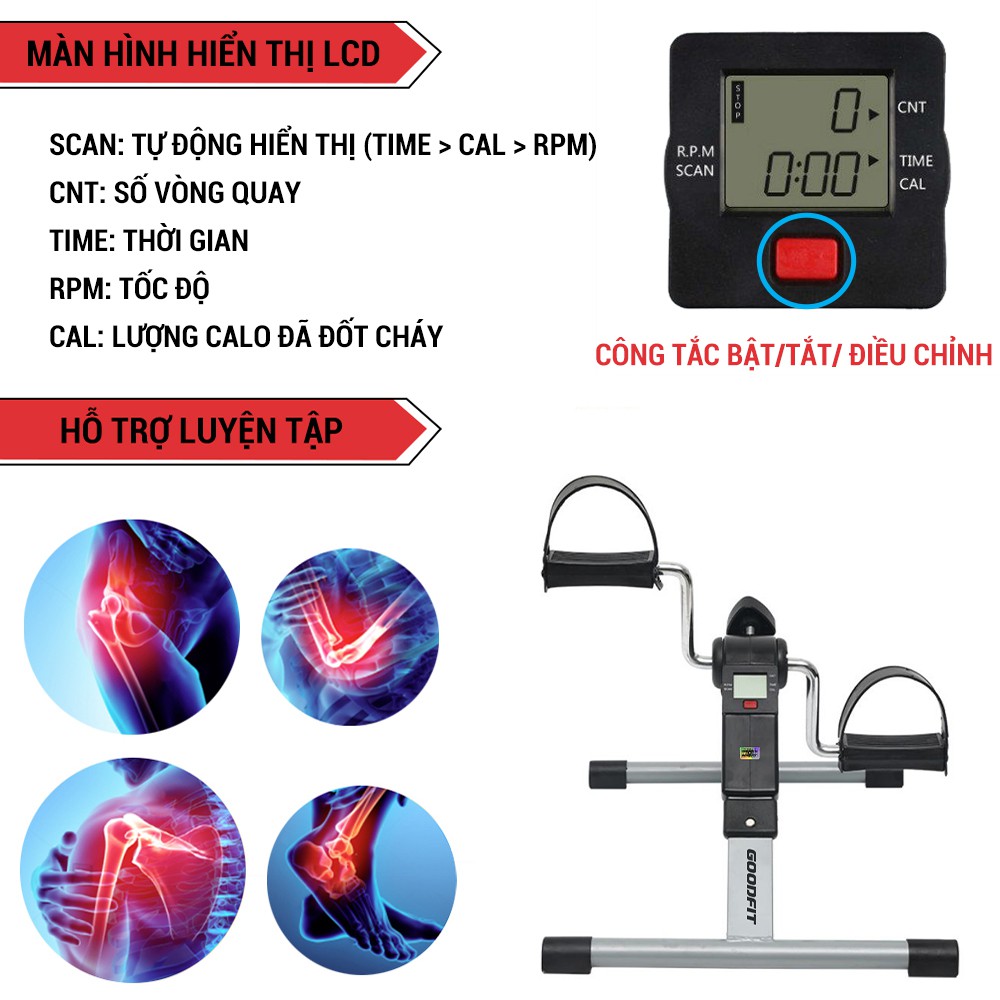 Xe đạp thể dục mini tại nhà gấp gọn GoodFit GF002MB _LEMA SPORT