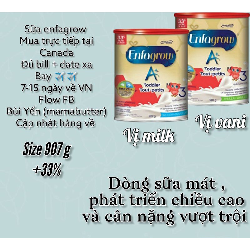 [Oder 15 ngày /bill air date mới] Sữa enfagrow canada 907g