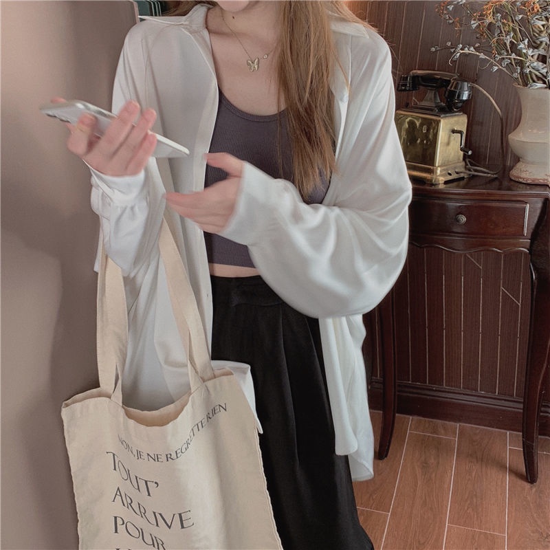 Áo Sơ Mi Cardigan Tay Dài Dáng Rộng Phong Cách Hong Kong Cổ Điển Dễ Phối Đồ