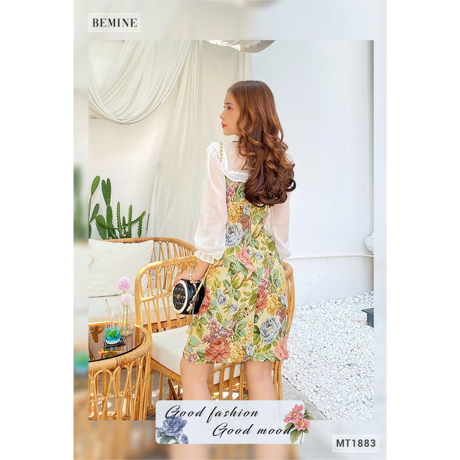 Đầm bông phối bào trắng tay dài BEMINE MT1883XANH | BigBuy360 - bigbuy360.vn