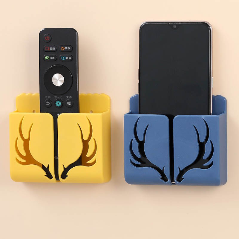 Giá đỡ điện thoại dán tường, kệ đựng remote điều khiển hoạ tiết đầu hươu