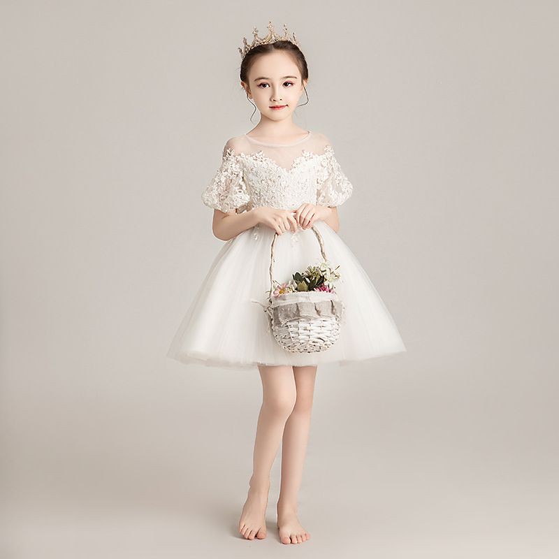 Váy dạ hội công chúa tay ren bồng cho bé gái 4-15 tuổi KD015 ( tặng kèm vương miện công chúa )