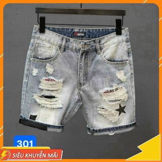 Quần Short Jean nam Chất Bò 💯FREESHIP💯 Quần Đùi Rin Nam Rách Co Dãn Cao Cấp Cá Tính GH36
