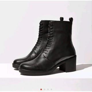 Giày da vagabond Đen xuất khẩu hà nội đế gót sau buộc dây khoá kéo size 38 5uk
