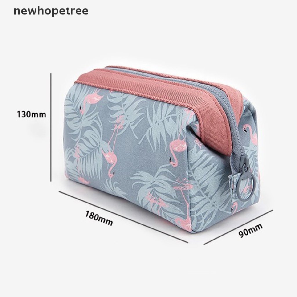 Túi Đựng Đồ Trang Điểm Họa Tiết Hồng Hạc Dành Cho Nữ