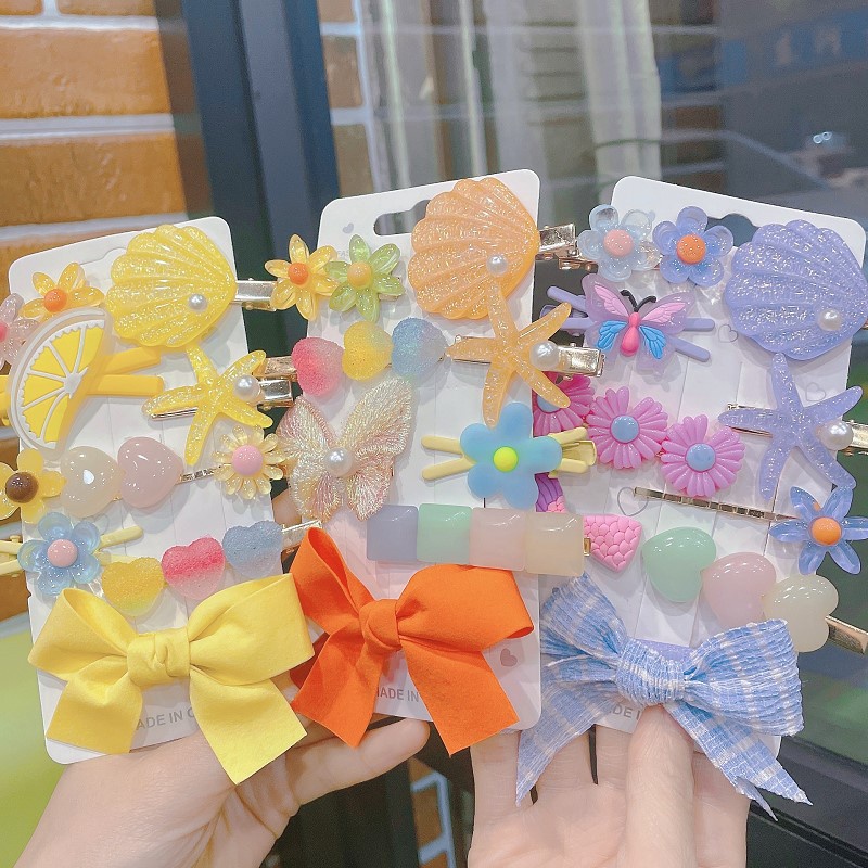 Set 9 Kẹp Tóc Hình Vỏ Sò / Sao Biển Dễ Thương Cho Bé Gái
