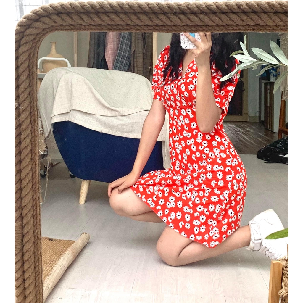 Đầm hoa nhí nhún ngực 3 màu | BigBuy360 - bigbuy360.vn