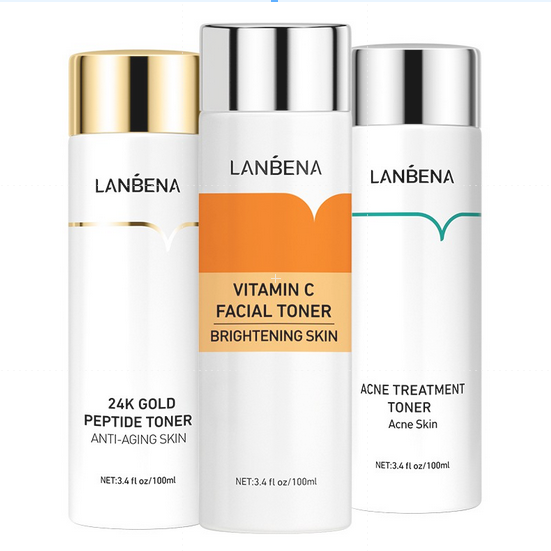 Toner LANBENA Vitamin C/ 24K peptide làm trắng/xóa mụn chống lão hóa kiềm dầu thu nhỏ lỗ chân lông chăm sóc da 100ml