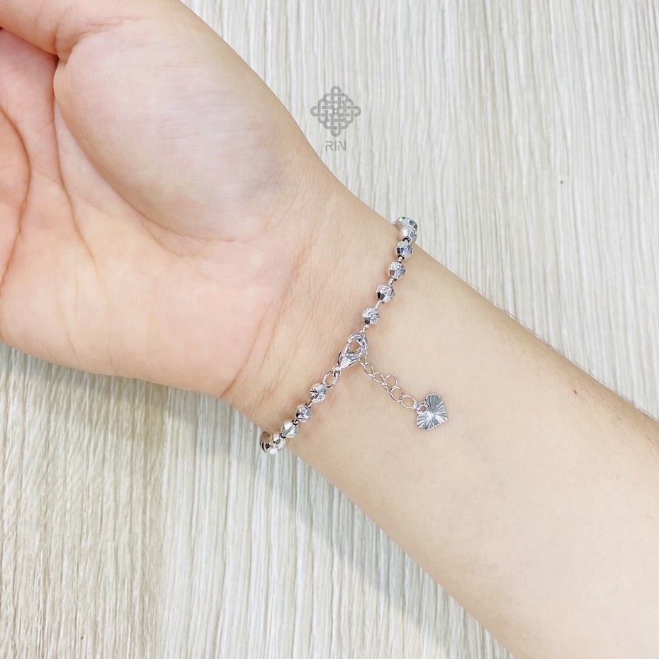 Lắc bi titan không gỉ, Dây bi titan trắng bạch kim sang trọng kiểu dáng thanh lịch, trangsucmoiluatuoi.RIN