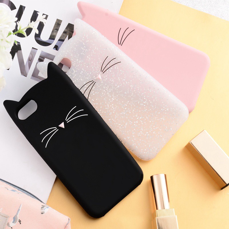 iphone 5s 6s 7 8 plus X Case Cover HOT 3D Cute Cartoon Beard Cat Soft Silicone