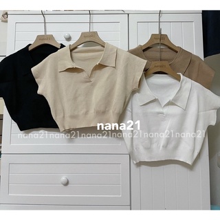 Áo len croptop polo