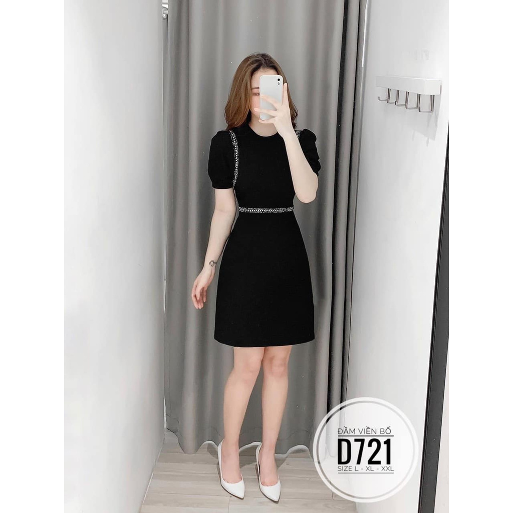 BIGSIZE Đầm viền bố D721 Chất liệu: vải cotton thái Màu sắc: trắng - đen
