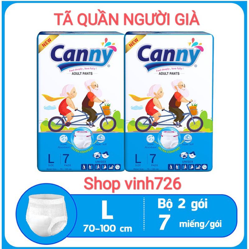 Tã bỉm quần Canny cao cấp (10gói M80 -L70 miếng )dành cho người già và phụ nữ sau sinh, siêu thấm hút từ 40-75kg