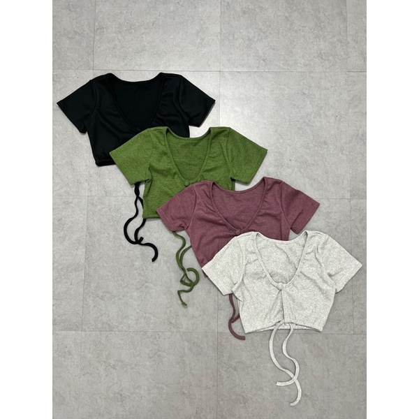 BUNNY CROPTOP▪️Áo nút bọc thắt eo tay ngắn