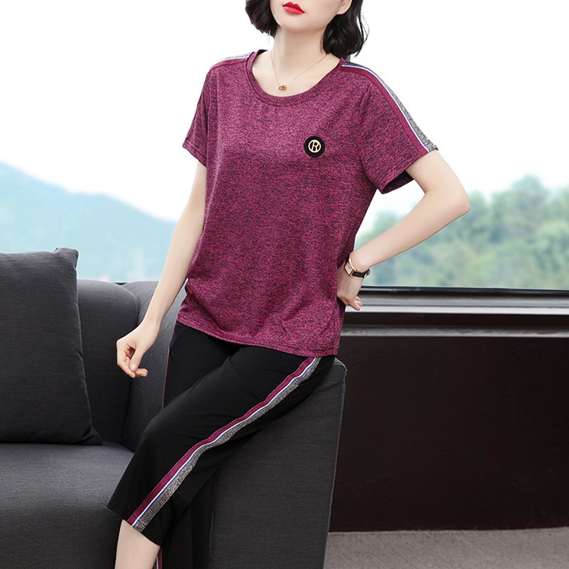 (HÀNG SẴN) Bộ Đồ Thun Cotton Trung Niên Mềm Đẹp AB24 - Hàng Quảng Châu Cao Cấp