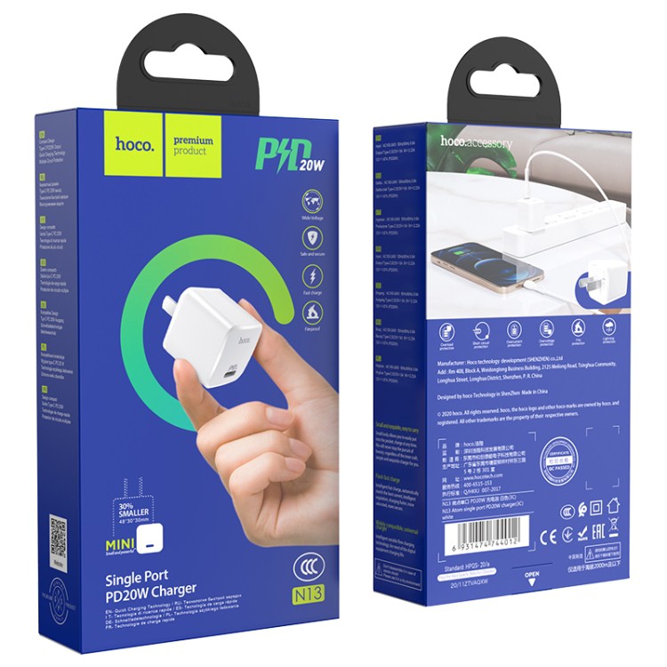 Củ sạc nhanh mini Hoco N13 cho Iphone,Android