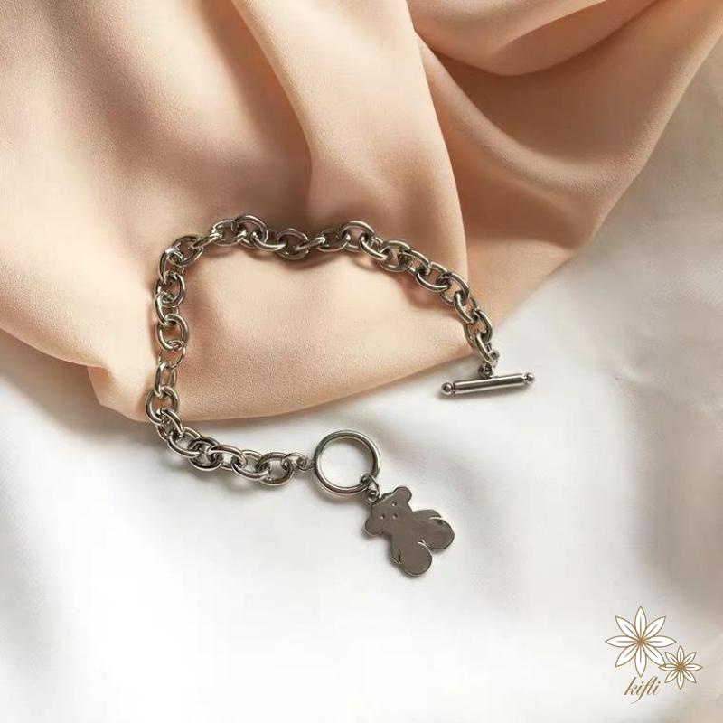 Vòng đeo tay BELLA-Bee bằng thép titan họa tiết chú gấu dễ thương