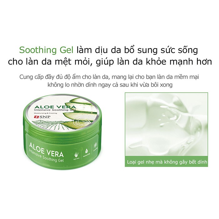 Gel Nha Đam Dưỡng Ẩm Làm Dịu Da Hàn Quốc SNP ALOE VERA INTENSIVE SOOTHING GEL