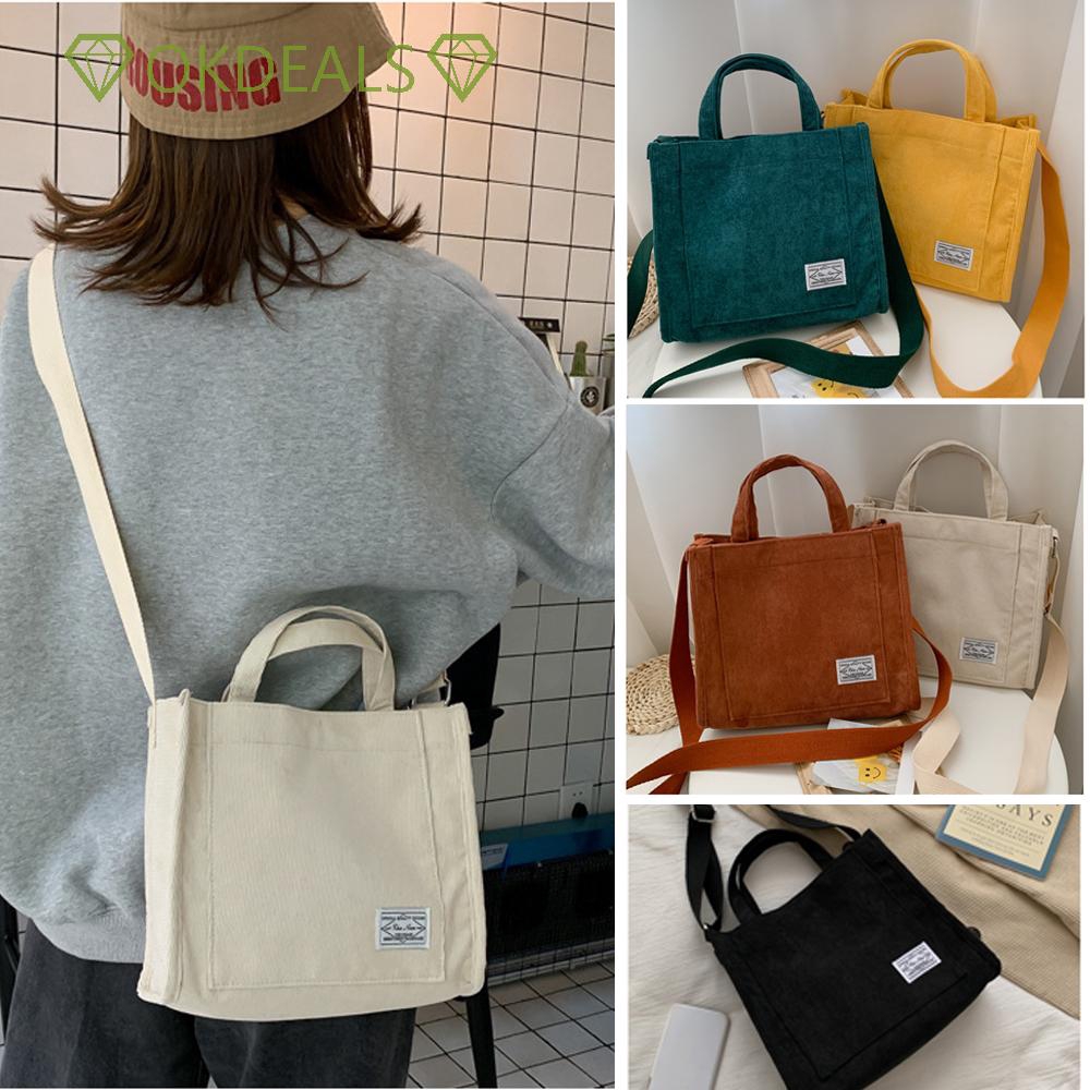 Túi Đeo Vai / Đeo Chéo Cỡ Nhỏ Vải Nhung Cotton Có Khóa Kéo Kiểu Vintage Thời Trang Cho Nữ