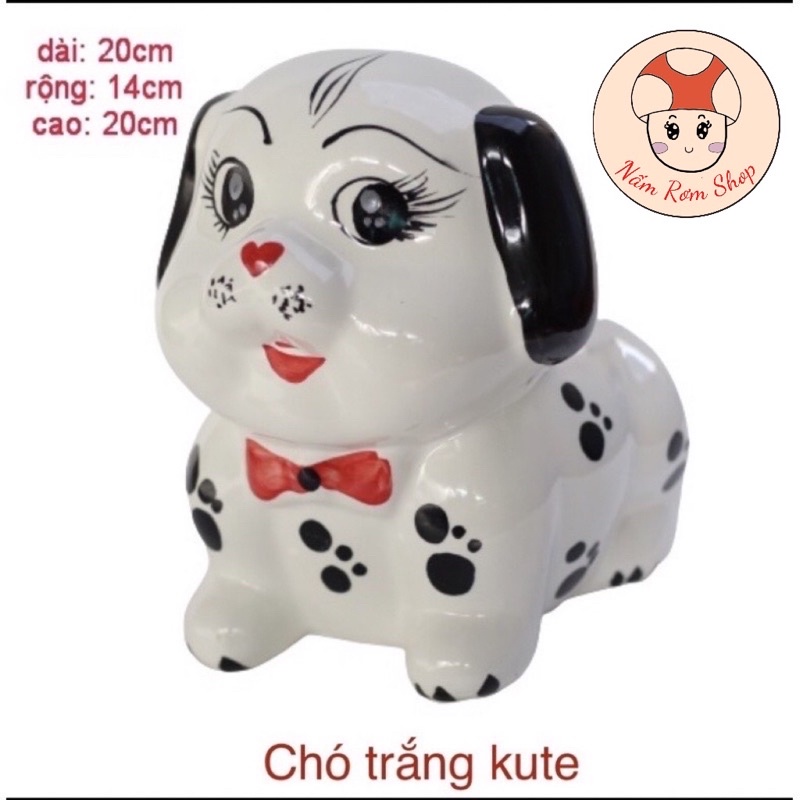 Lợn tiết kiệm Sứ, trang trí, deco hình Cún cute Size to