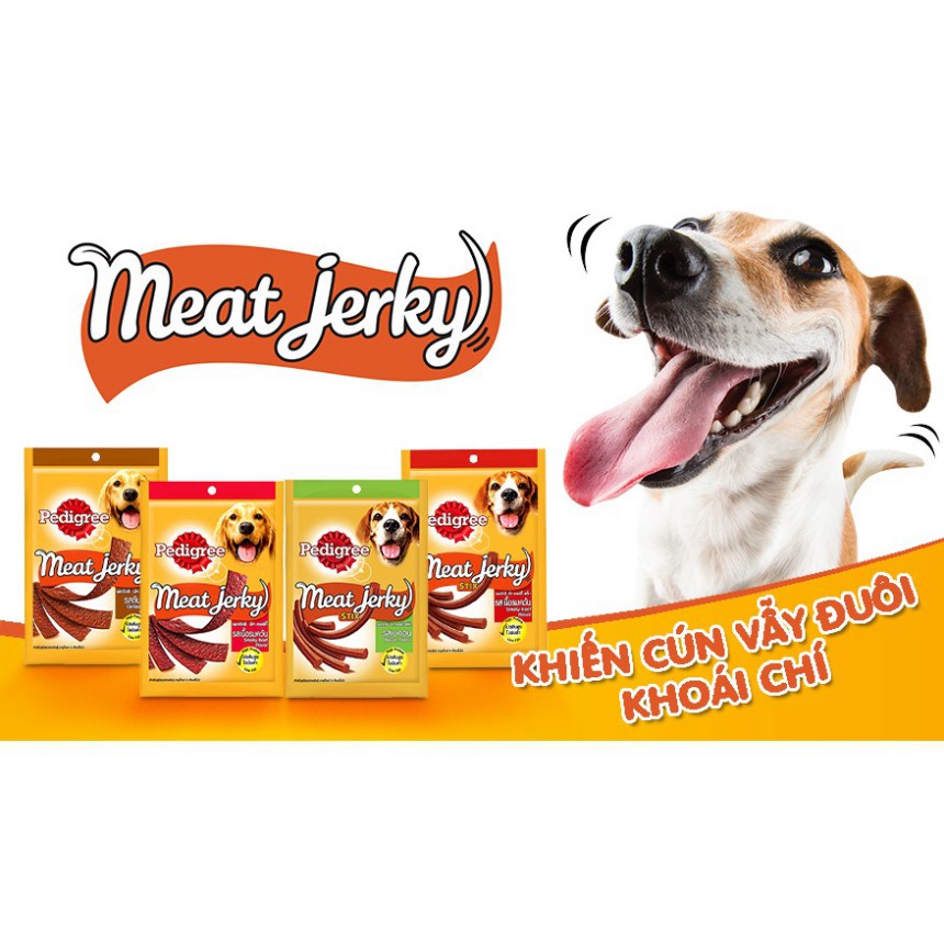 Bánh thưởng cho chó Pedigree Meat Jerky 60g, đồ ăn vặt tăng cân sạch răng cho chó Con Mèo Xiêm