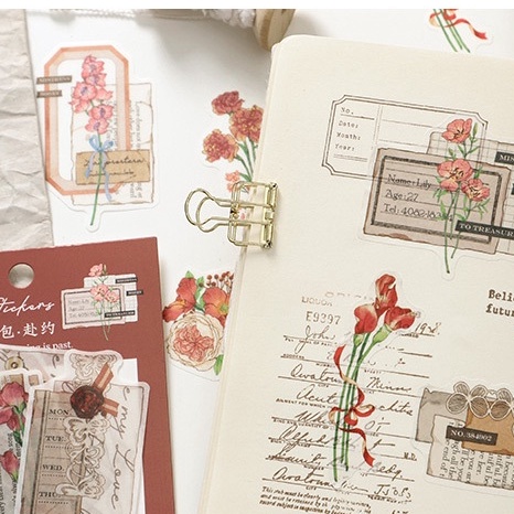 Sticker trang trí Bullet Journal- Washi Paper Sticker Pack Flower