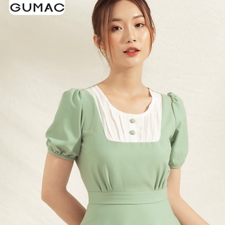 Đầm nữ tay phồng dập ly DA1175 GUMAC