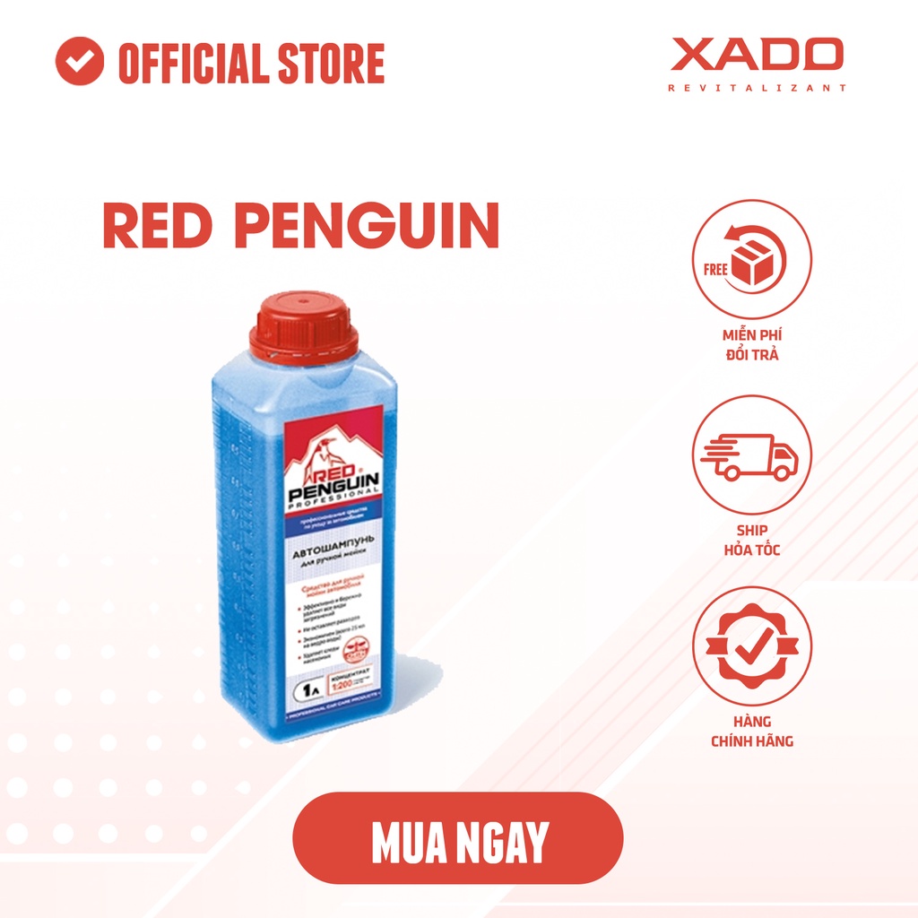 Nước rửa xe nhập khẩu XADO red penguin car shampoo for manual car washing 1l