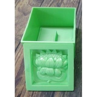 KHUÔN XÔI VUÔNG XANH 8 CM HÌNH HOA HỒNG - SEN  NGỌC LAN