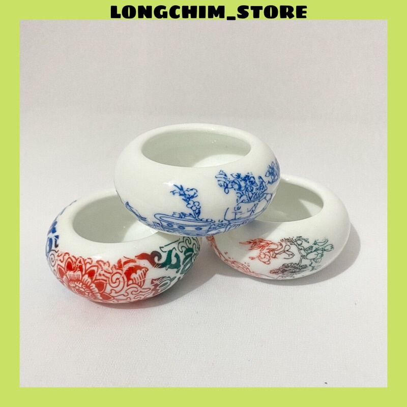 Cóng đựng chim sâu chất liệu gốm sứ màu trắng kèm hoa văn nhiều hình Longchim
