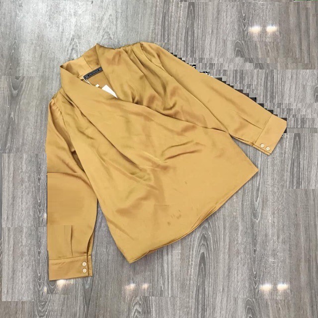 Áo Sơ Mi Nữ Tay Dài Cổ Đắp Chéo - vải satin lụa mềm mượt mát êm như hình | BigBuy360 - bigbuy360.vn