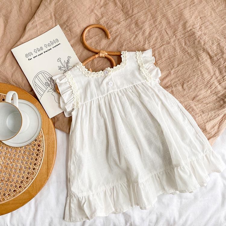 Đầm Cotton Thêu Hoa Xinh Xắn Cho Bé Gái 0-3 Tuổi