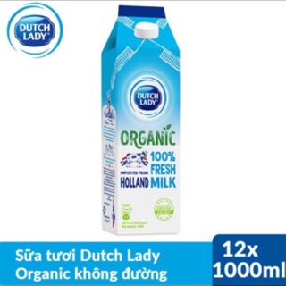 (HCM) Thùng Sữa Tươi Dutch Lady Organic Không Đường 12x1000ml.
