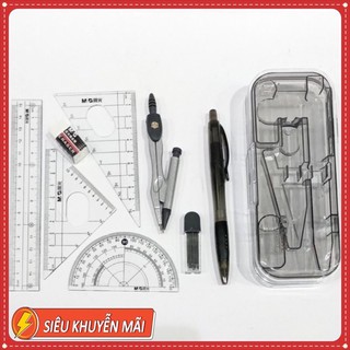 [TRỌN BỘ] HỘP EKE COMPA, THƯỚC ĐO ĐỘ, BÚT CHÌ, TẨY, NGÒI CHÌ
