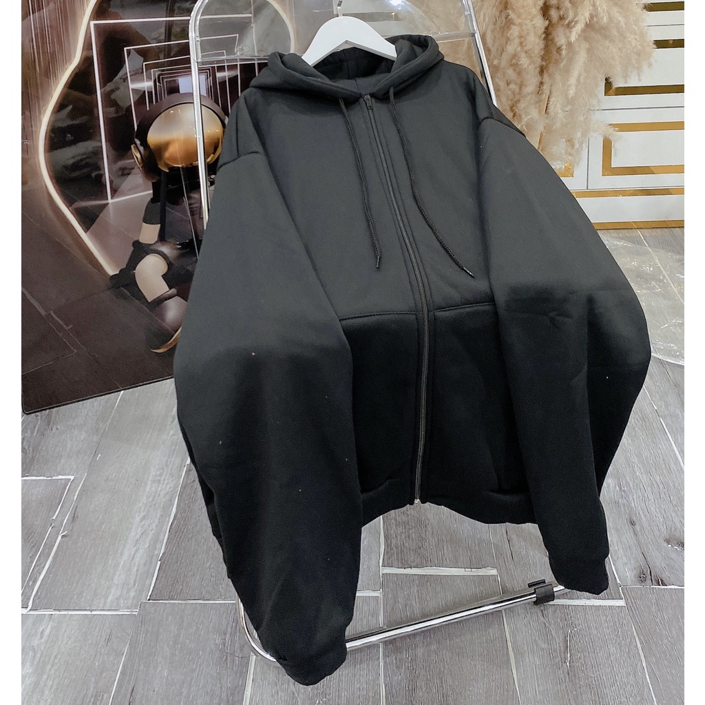 Khoác Nỉ Tay To Trơn Dáng Rộng Nam Nữ Unisex Mũ 2 Lớp Tay Bồng Chất Nỉ Dày Đẹp