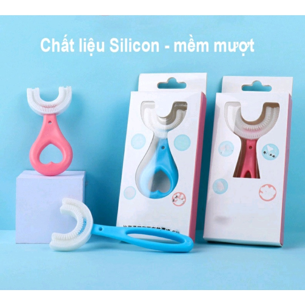 Bàn chải đánh răng hình chữ U bằng silicon cho bé 2 -12 tuổi