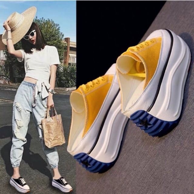 Giày sục thể thao nữ đế bánh mì 7cm  Giày thể thao độn đế hở gót