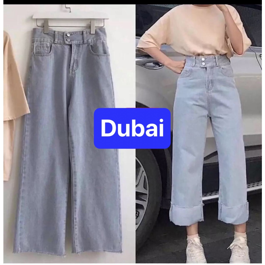 QUẦN BAGGY JEAN NỮ XANH 2 NÚT CHẤT BÒ ỐNG RỘNG DÀI LƯNG CAO NÂNG MÔNG NHẬT BẢN DB-25 CAO CẤP,DUBAI FASHION