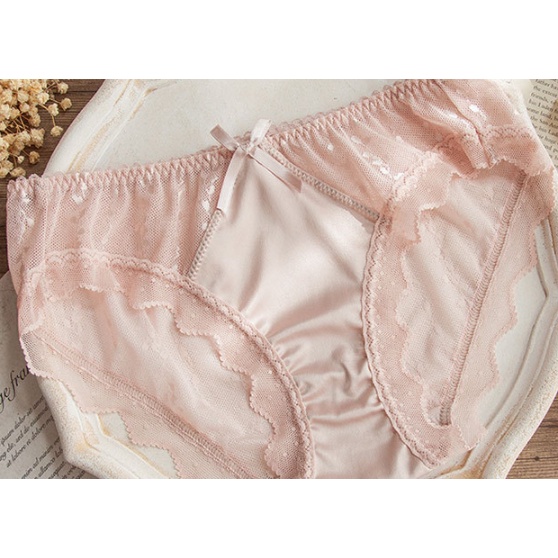 Quần Lót Nữ Ren Hoa Phối Lụa Satin Thời Trang Xuất Đông Âu . Hàng Loại Đẹp.