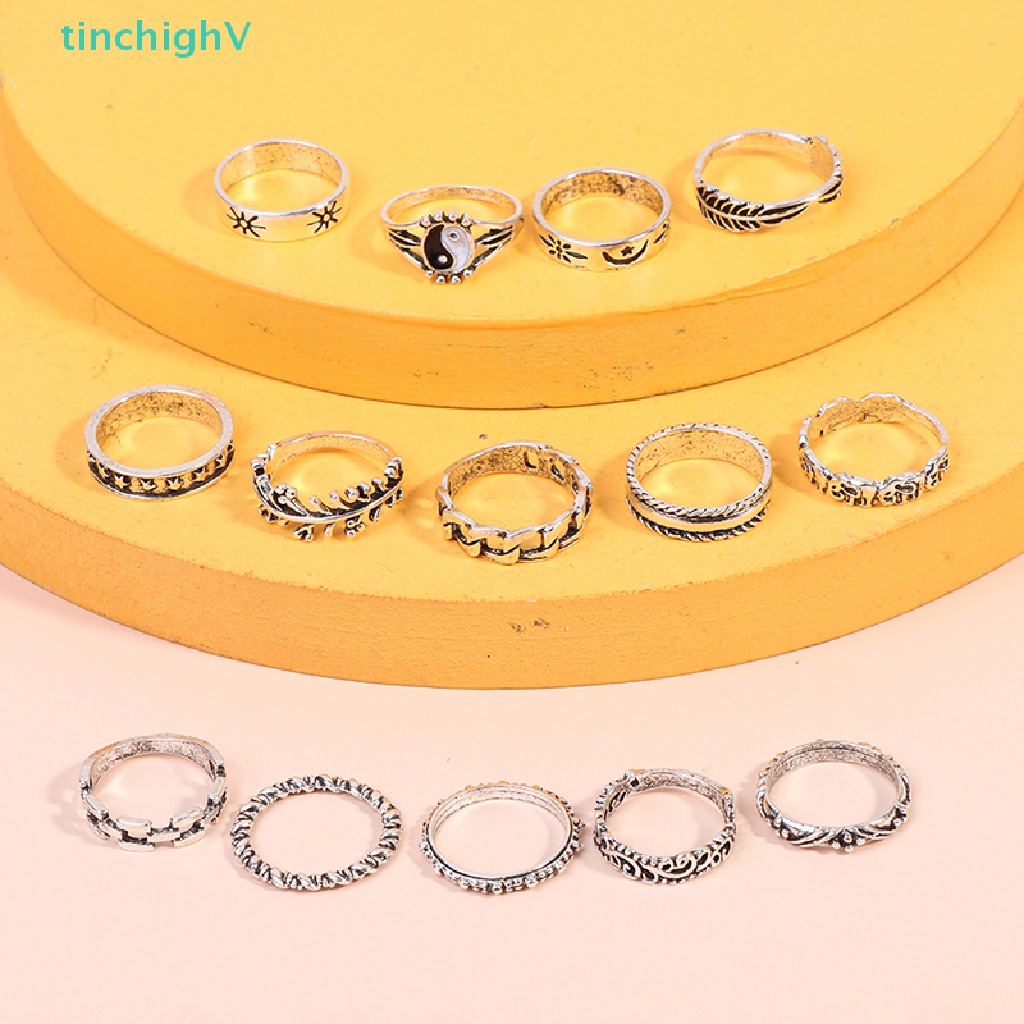 [TinchighV] Set 14 Nhẫn Hình Búp Bê Âm Dương / Lông Vũ / Voi / Lông Vũ Hỗn Hợp Cho Nữ [Mới]