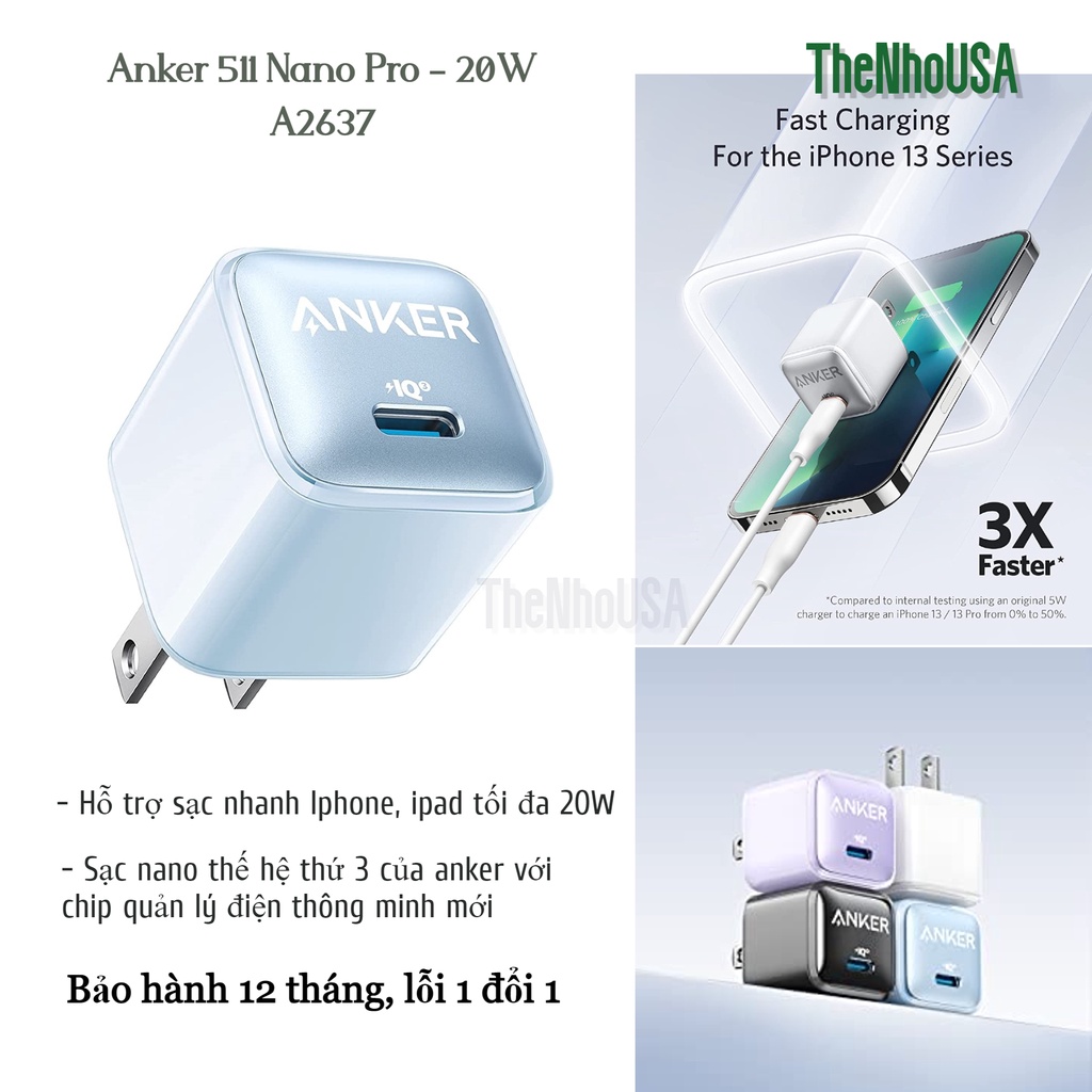 Sạc nhanh Anker 511 Nano Pro 20w - A2637 [BH 12T]